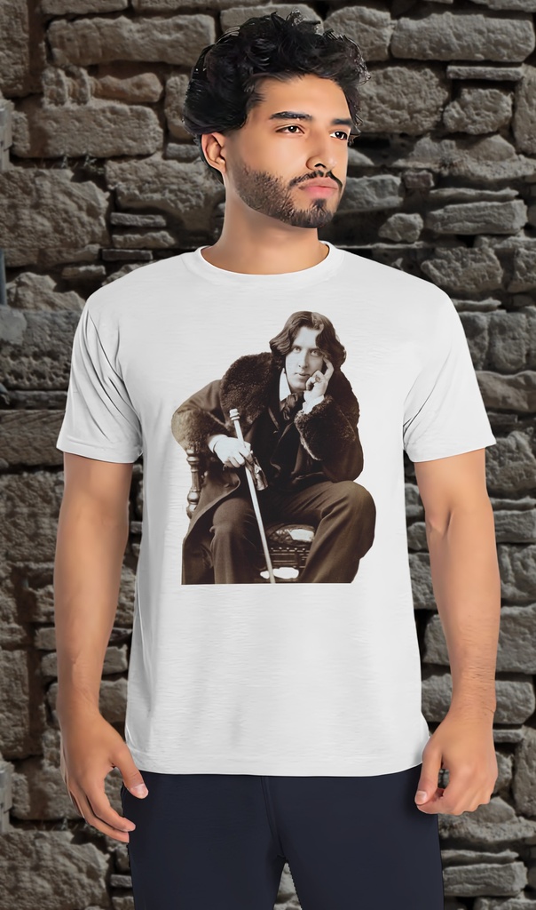 "Oscar Wilde" T-Shirt Unisex (Small, White)