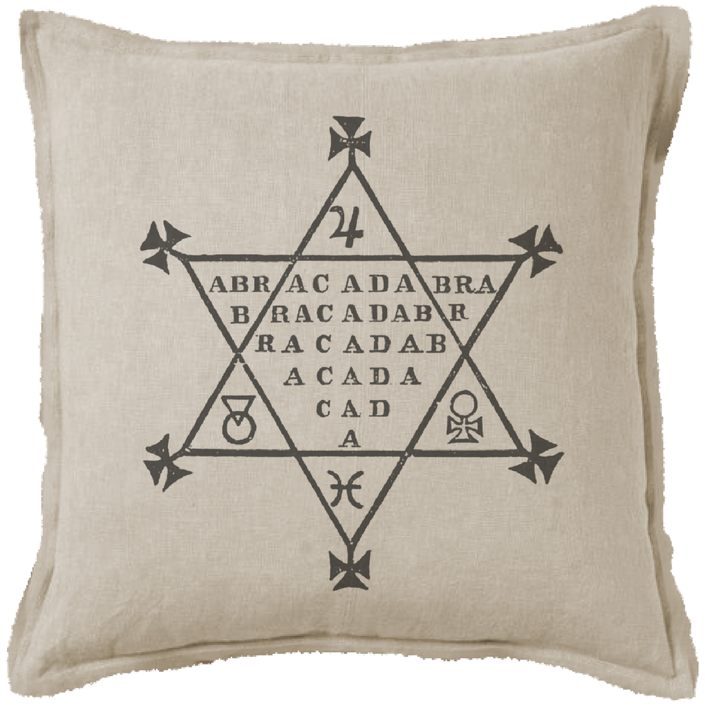 "Abracadabra Hexagram" Canvas Cushion (Natural)
