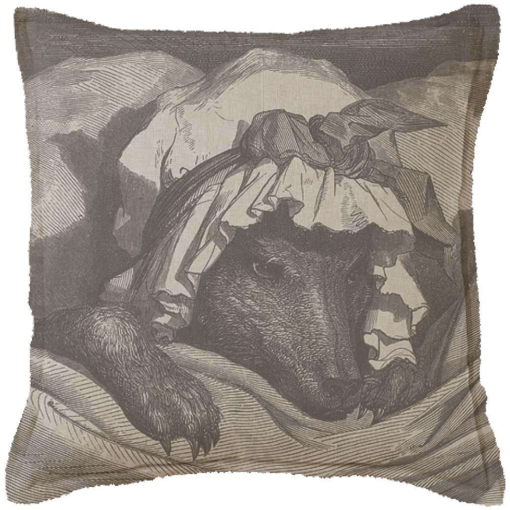 "Little Red Riding Hood (Left) " Canvas Cushion (Natural)