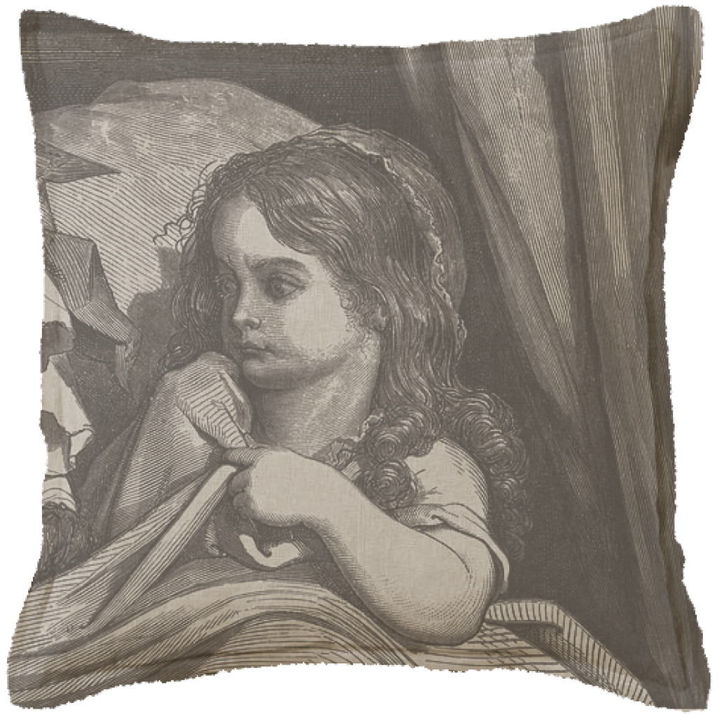 "Little Red Riding Hood (Right)" Canvas Cushion (Natural)