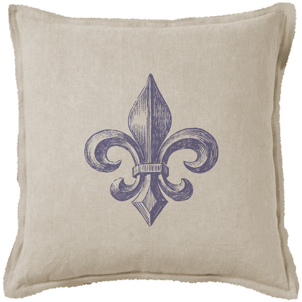 "Fleur de Lys - Blue" Canvas Cushion