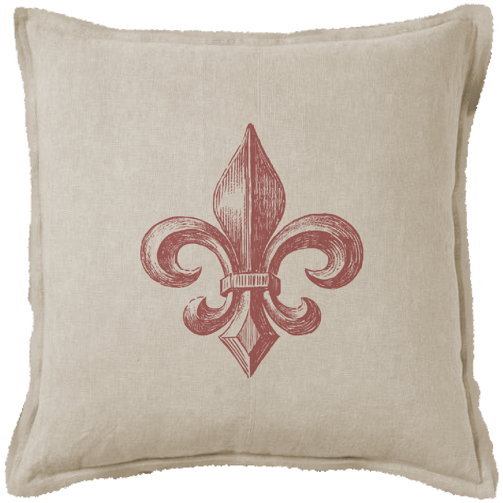 "Fleur de Lys - Red" Canvas Cushion