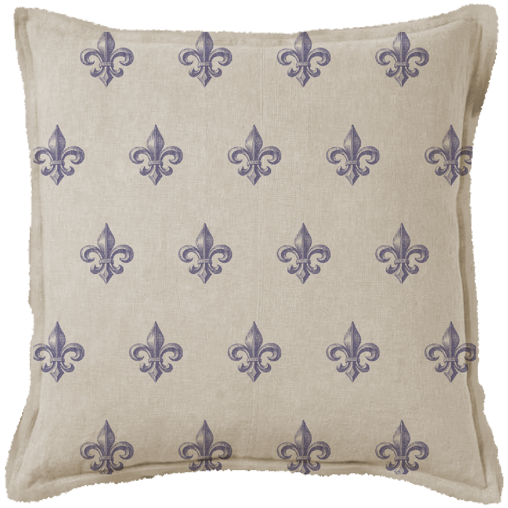 "Fleur de Lys - Blue Pattern" Canvas Cushion