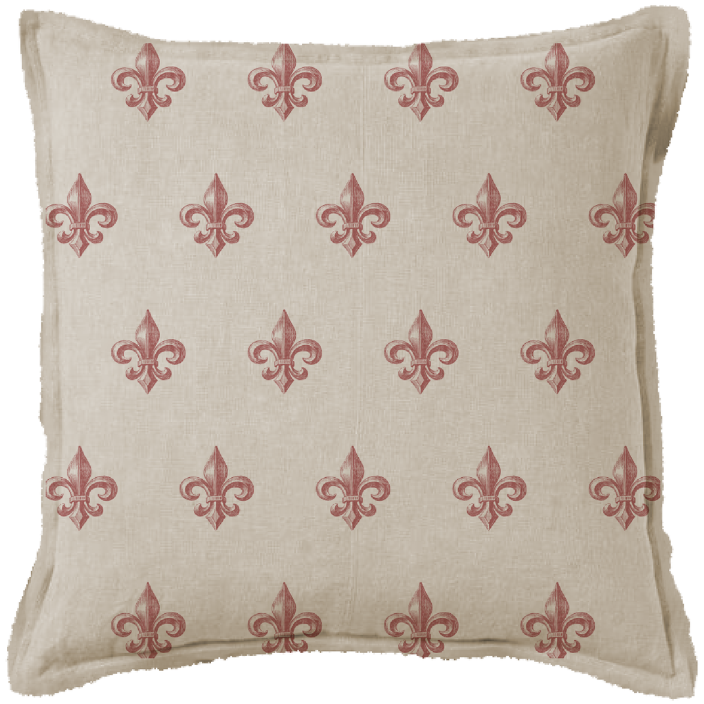 "Fleur de Lys - Red Pattern" Canvas Cushion
