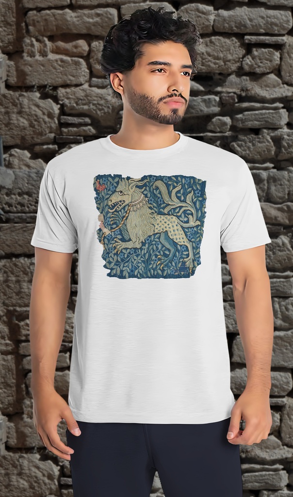 "Wolf Taperstry Fragment" T-Shirt Unisex (Small, White)