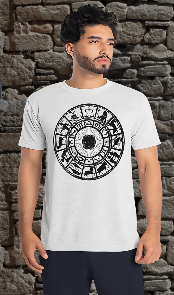 "Astrology Greek" T-Shirt Unisex (Small, White)