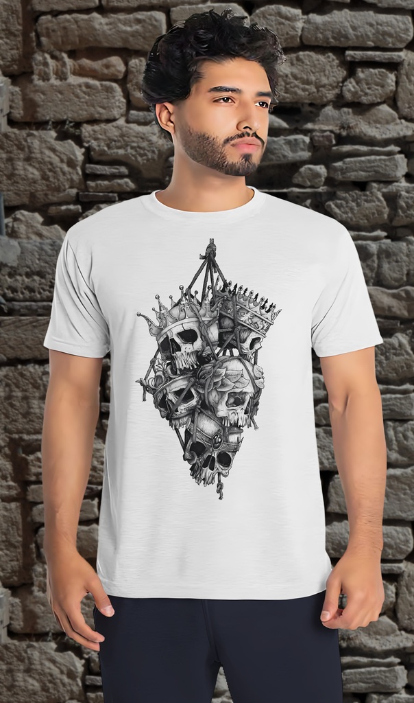 "Bag of Skulls" T-Shirt Unisex (Small, White)