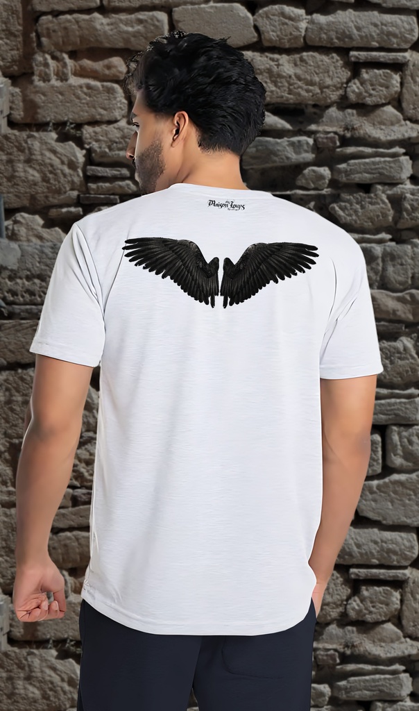 "Black Wings" T-Shirt Unisex (Small, White)
