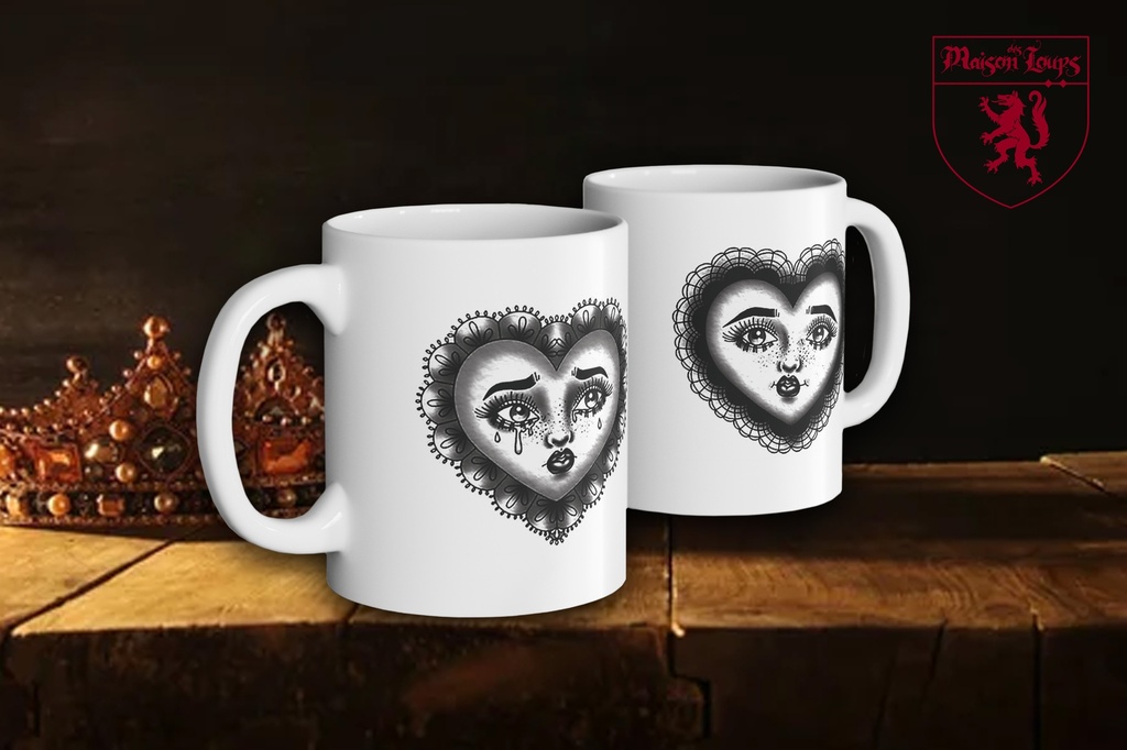 "Doily Faces" Mug (White)