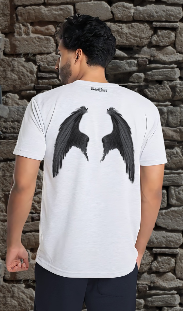 "Dark Angel Wings" T-Shirt Unisex (Small, White)