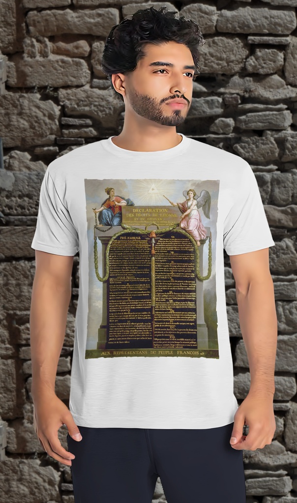 "French Revolution - Declaration of Rights 1789" T-Shirt Unisex (Small, White)