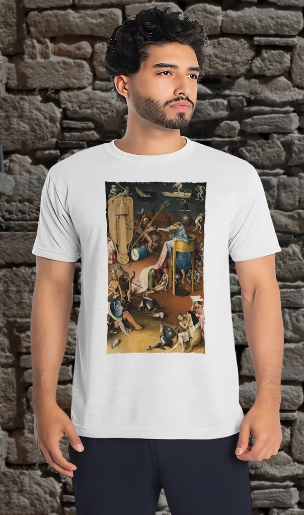 "Garden of Earthly Delights Detail" T-Shirt Unisex (Small, White)