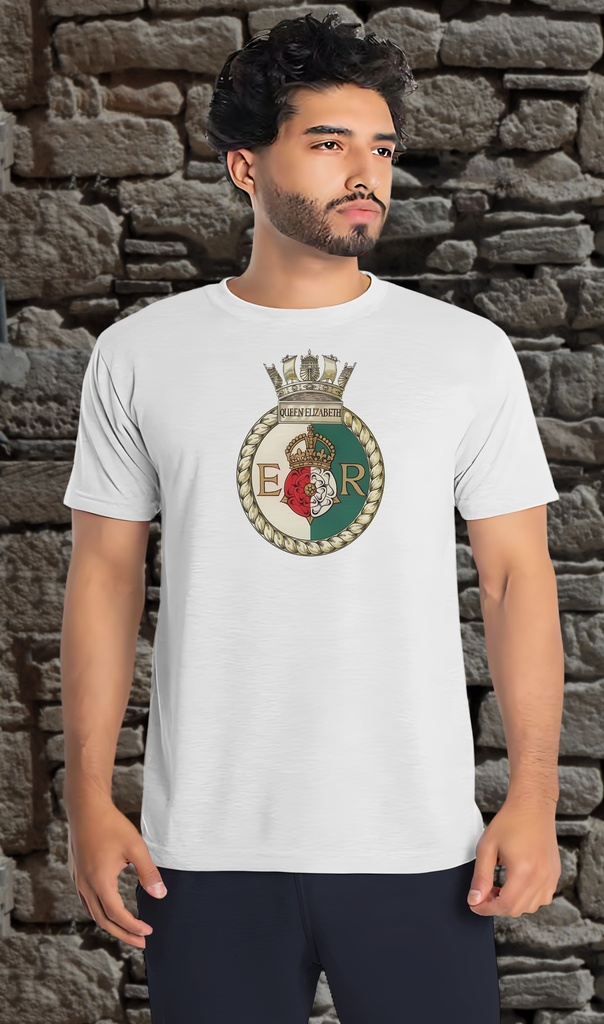 "HMS Elizabeth" T-Shirt Unisex (Small, White)