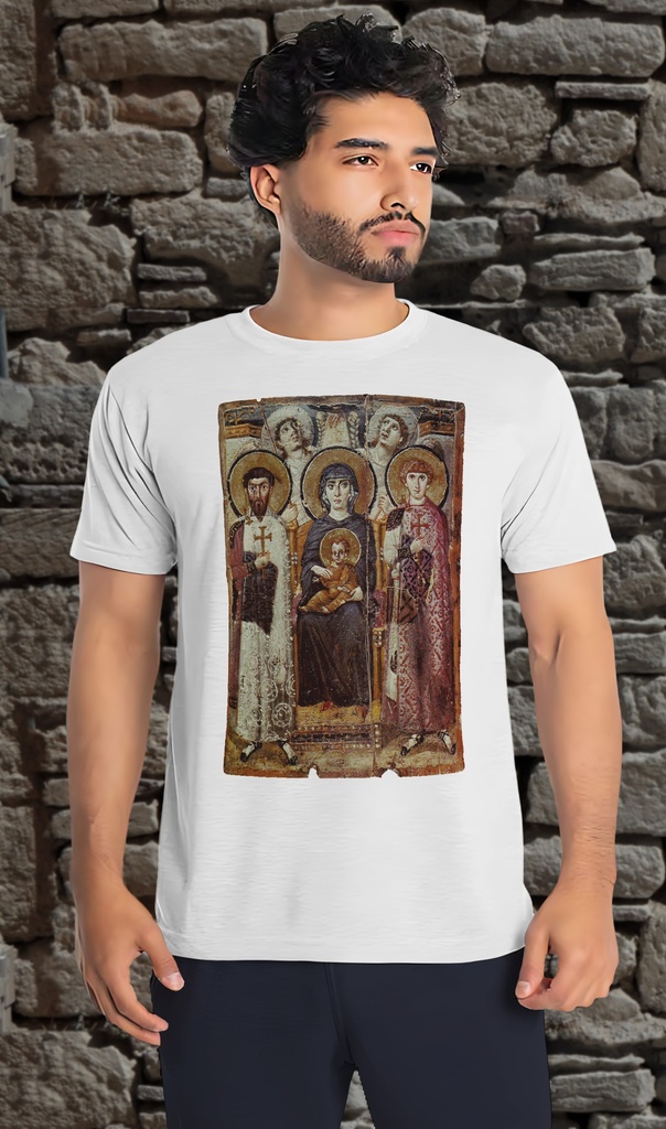 "Mary and Child - Sinai 6th Century" T-Shirt Unisex (Small, White)