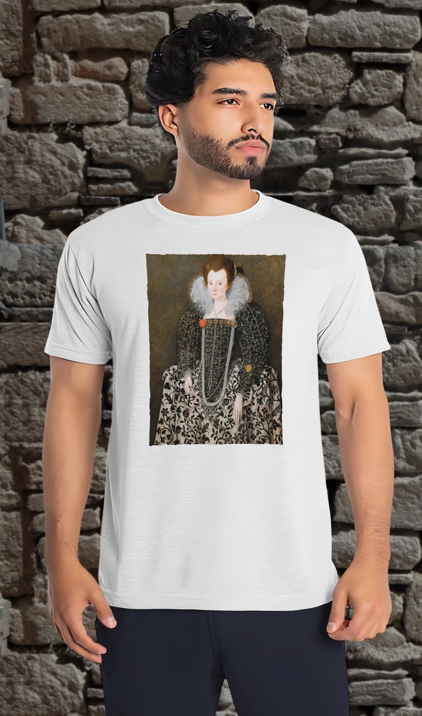 "Mary Clopton" by Robert Peake the Elder T-Shirt Unisex (Small, White)