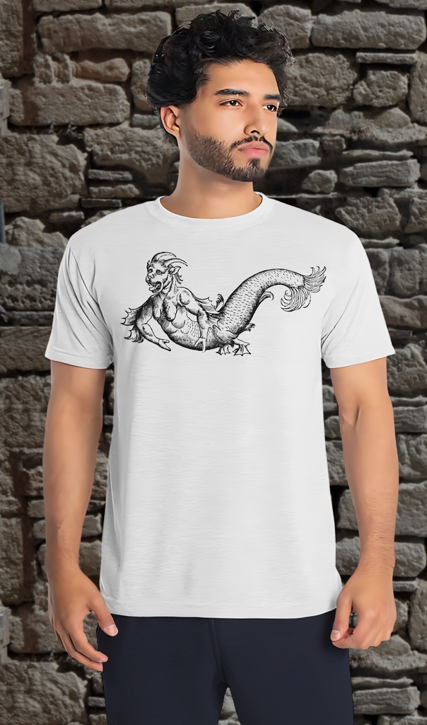 "Mermaid Gesner's Sea-Devil" T-Shirt Unisex (Small, White)