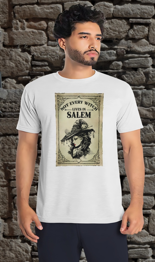 "Not Every Witch Lives in Salem" T-Shirt Unisex (Small, White)