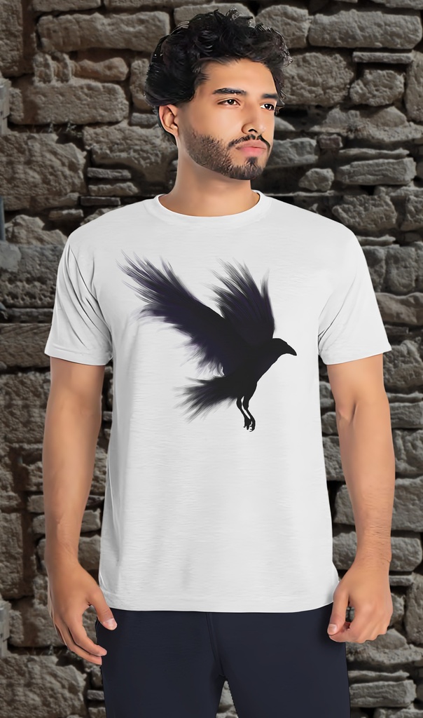 "Purple Tinged Raven" T-Shirt Unisex (Small, White)