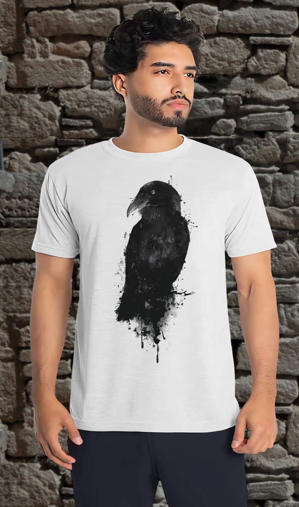 "Raven" T-Shirt Unisex (Small, White)