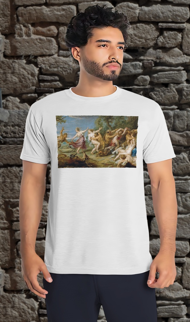 "Diana and her Nymphs, Surprised by the Fauns" by Rubens T-Shirt Unisex (Small, White)