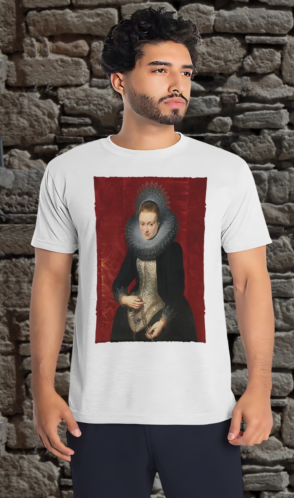 "Portrait of a Young Lady with Rosarie" by Rubens T-Shirt Unisex (Small, White)