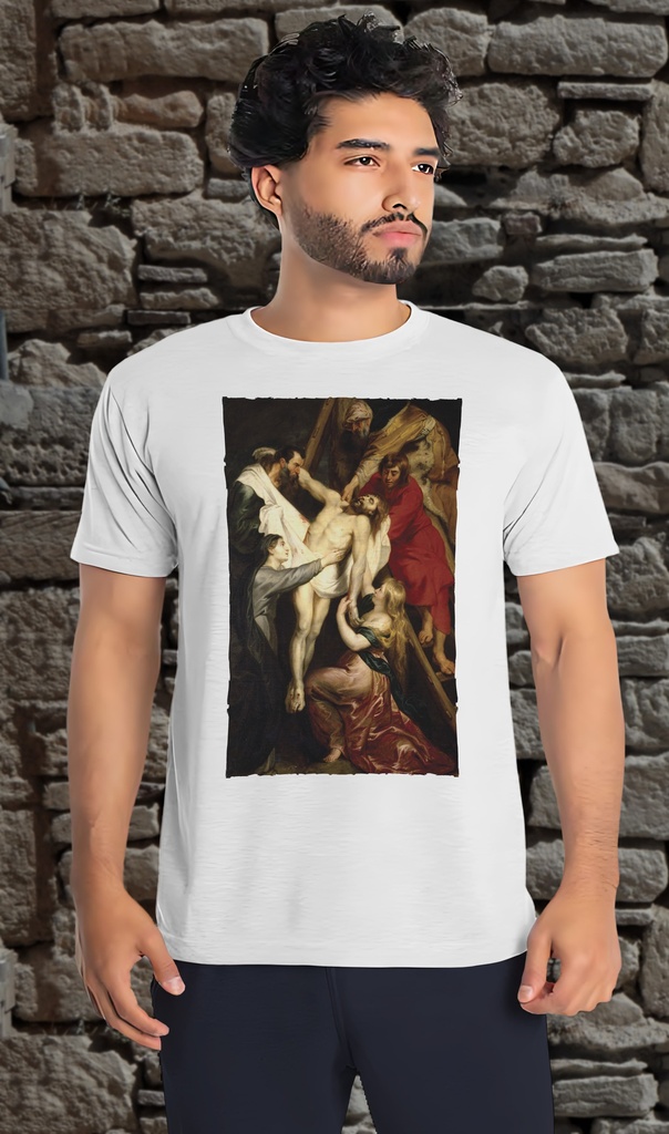 "The Descent from the Cross" by Rubens T-Shirt Unisex (Small, White)