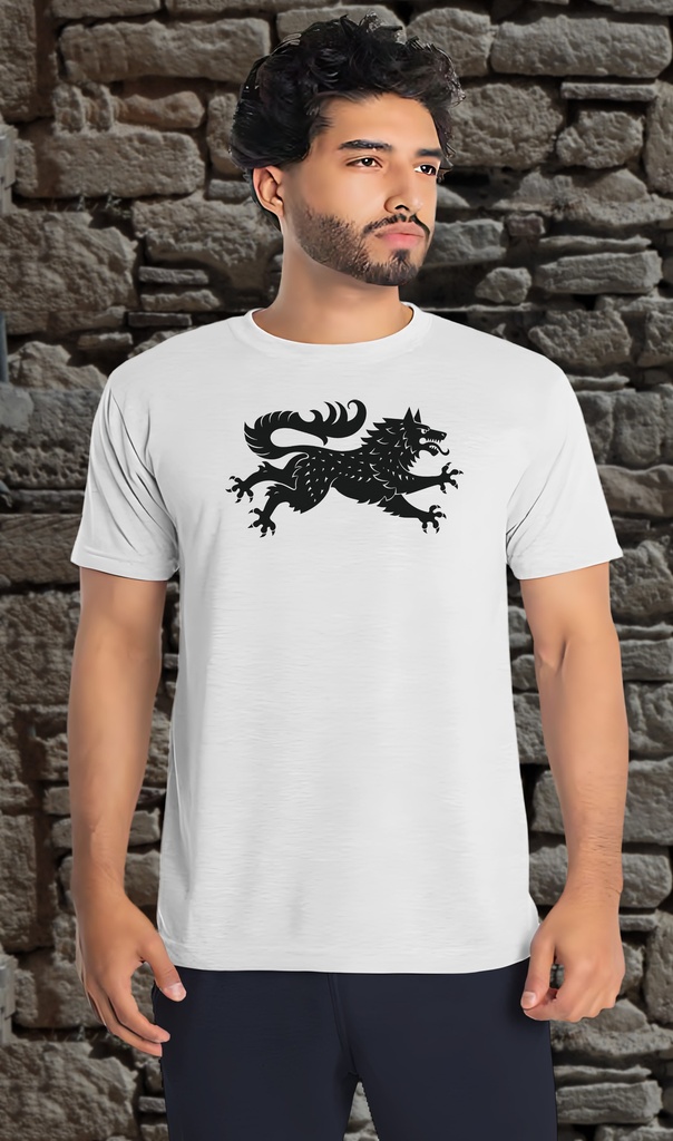 "Running Heraldic Wolf" T-Shirt Unisex (Small, White)