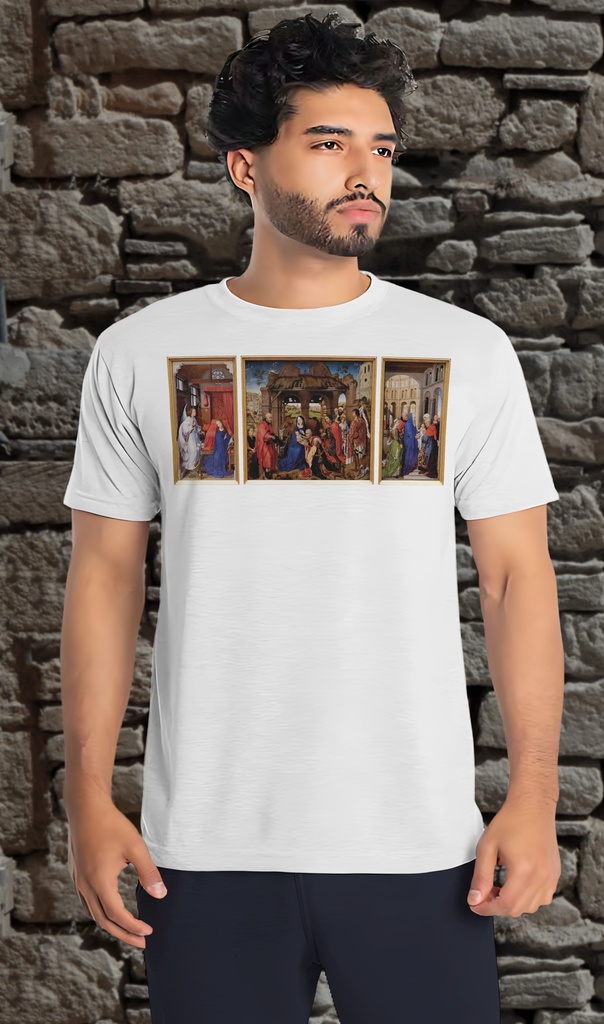 "Saint Columba Altarpiece" T-Shirt Unisex (Small, White)