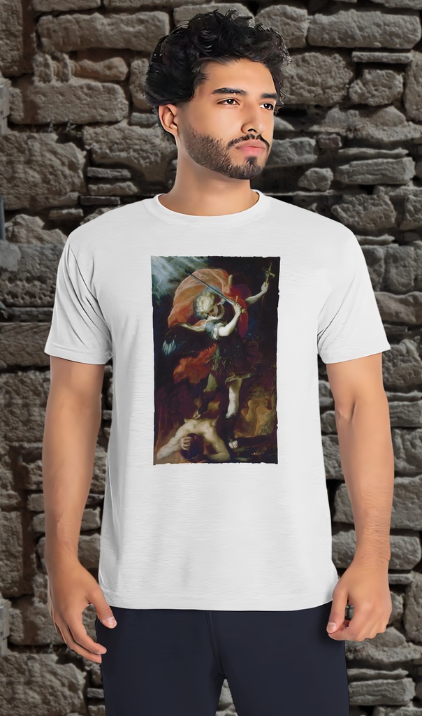 "Saint Michael the Archangel" by Claudio Coello T-Shirt Unisex (Small, White)