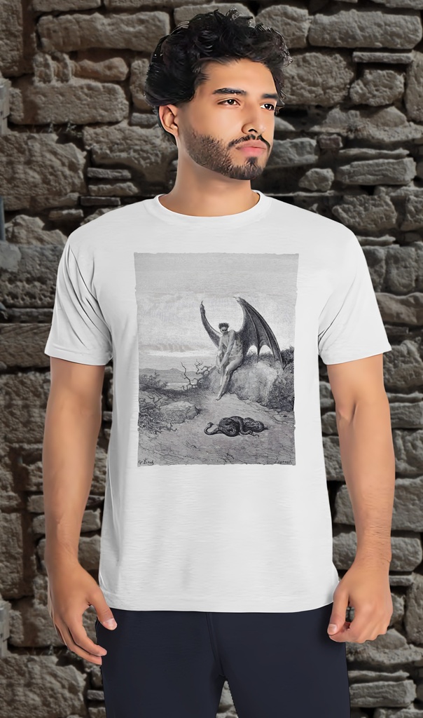 "Satan and the Snake" T-Shirt Unisex (Small, White)