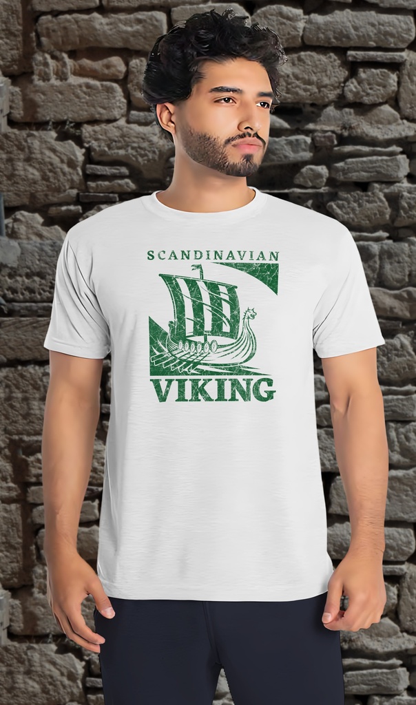 "Scandinavian Viking" T-Shirt Unisex (Small, White)