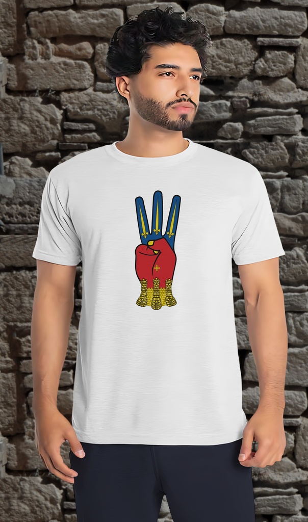 "Caylus Salute 2" Unisex T-Shirt (Small, White)