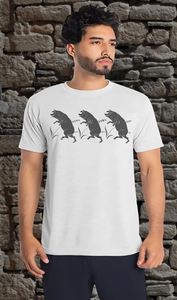 "Three Little Pigs" T-Shirt Unisex (Small, White)