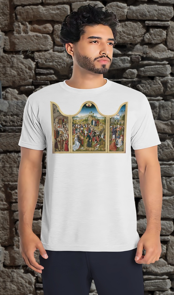 "Triptych with the Miracles of Christ" T-Shirt Unisex (Small, White)