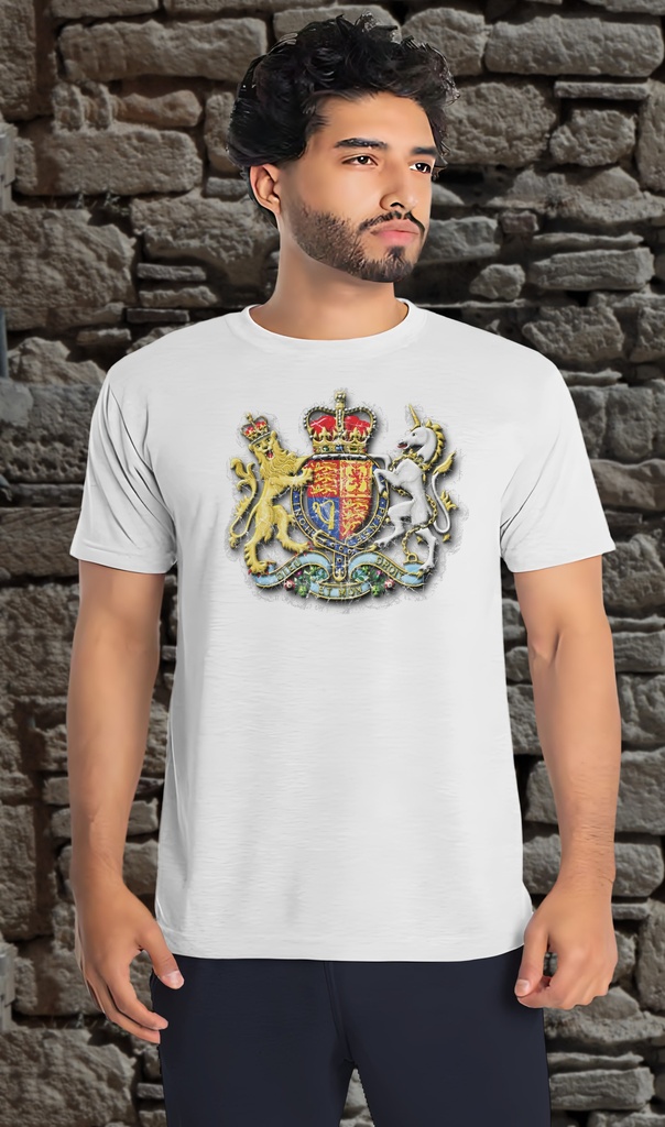 "United Kingdom Arms" T-Shirt Unisex (Small, White)
