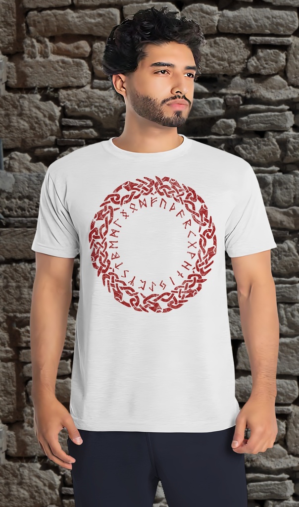 "Viking Round" T-Shirt Unisex (Small, White)