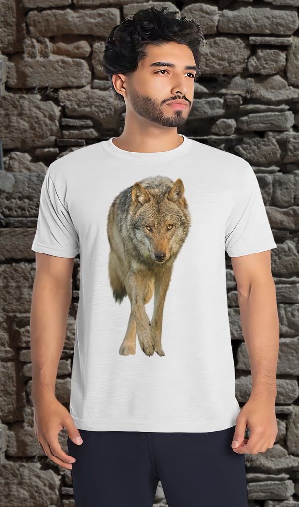 "Wild Wolf Colour" T-Shirt Unisex (Small, White)
