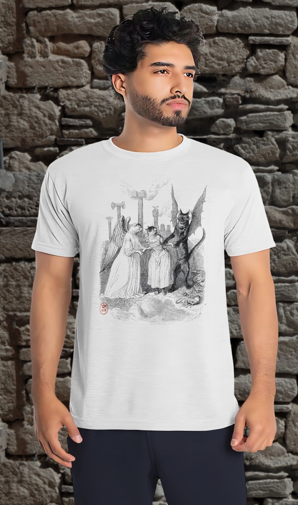 "Winged Cat" T-Shirt Unisex (Small, White)