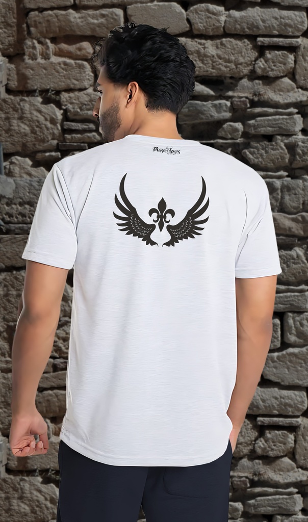 "Wings with Fleur de Lys" T-Shirt Unisex (Small, White)