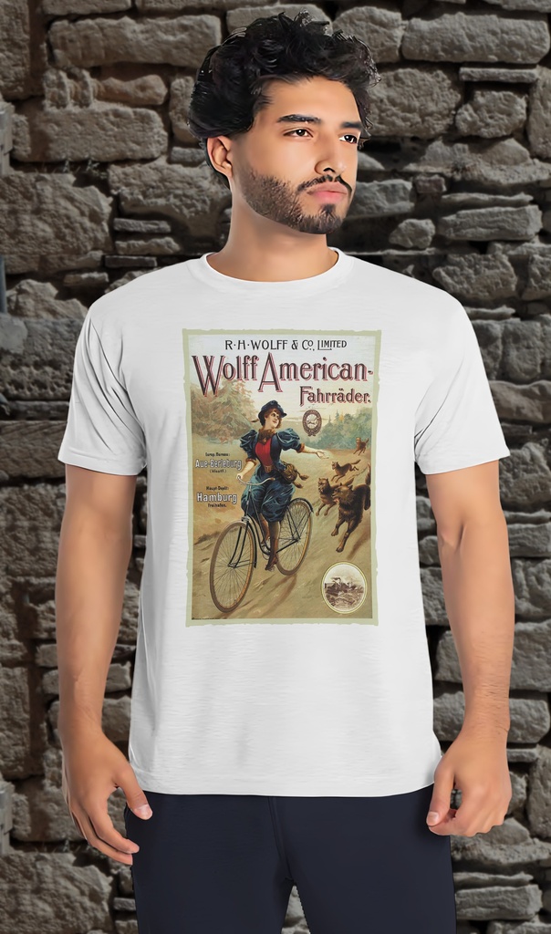 "Bike Wolff American" T-Shirt Unisex (Small, White)