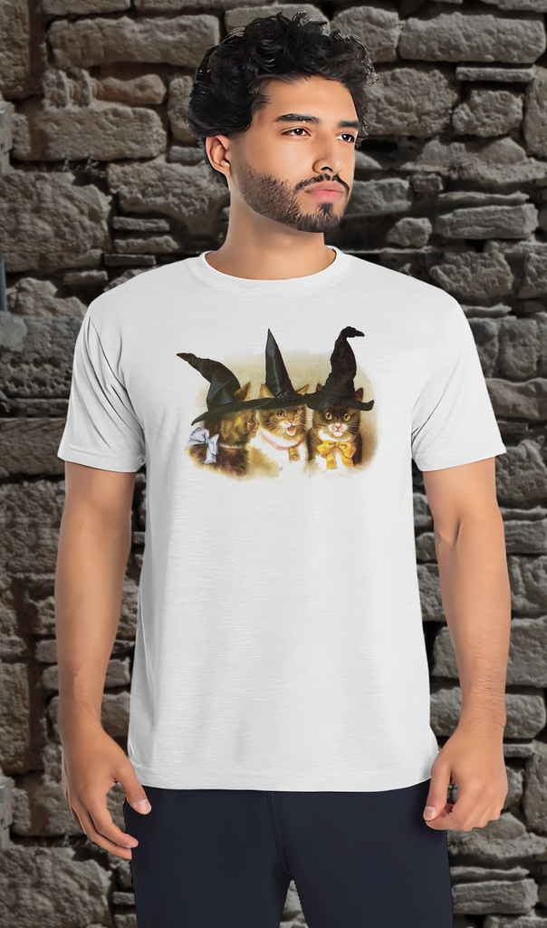 "Witches Cats" T-Shirt Unisex (Small, White)