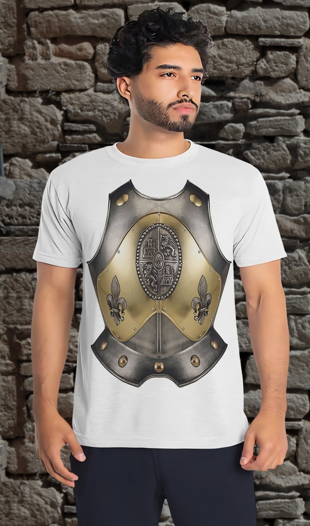 "Armour Golden Breastplate" T-Shirt Unisex (Small, White)