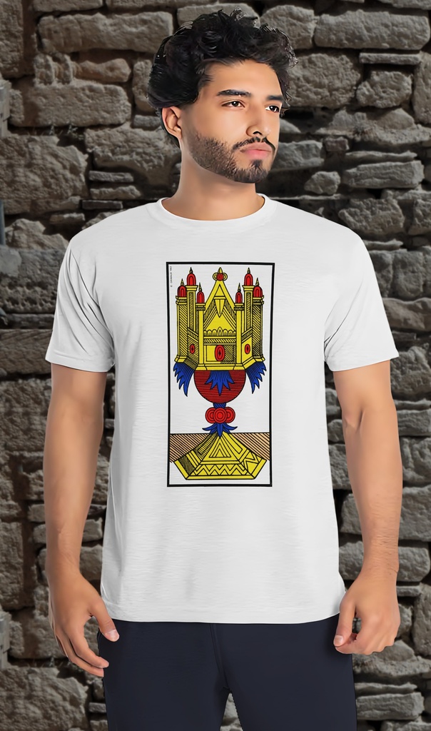 "Ace of Cups - Marseille" T-Shirt Unisex (Small, White)