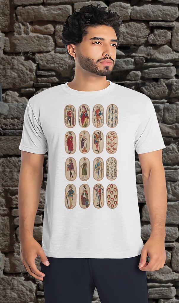 "Oval Playing Cards" T-Shirt Unisex (Small, White)