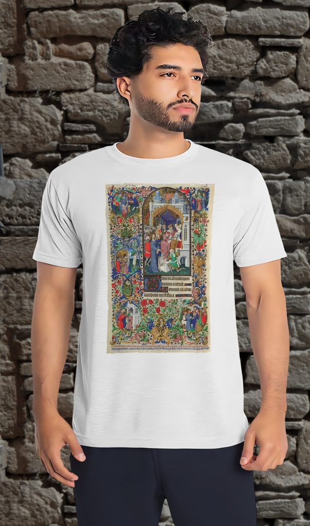 "Bedford Hours - Adoration of the Magi" T-Shirt Unisex (Small, White)