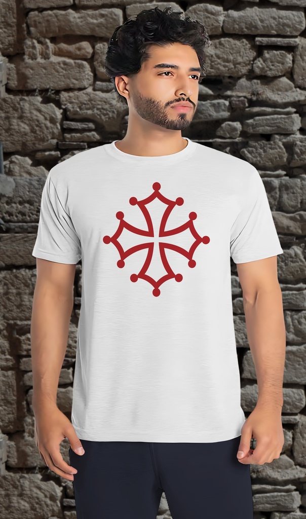 "Occitan Cross Red" T-Shirt Unisex (50/56 Infant, White)