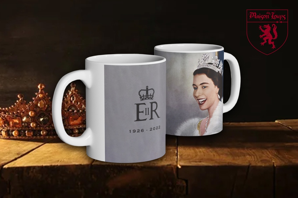 "Queen Elizabeth II - Laughing" Mug (White)