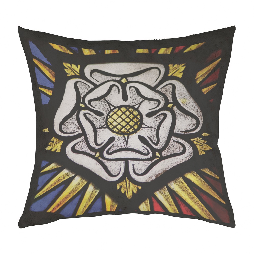 "York Rose" 40cm x 40cm Faux Leather Cushion Cover (Antique White)