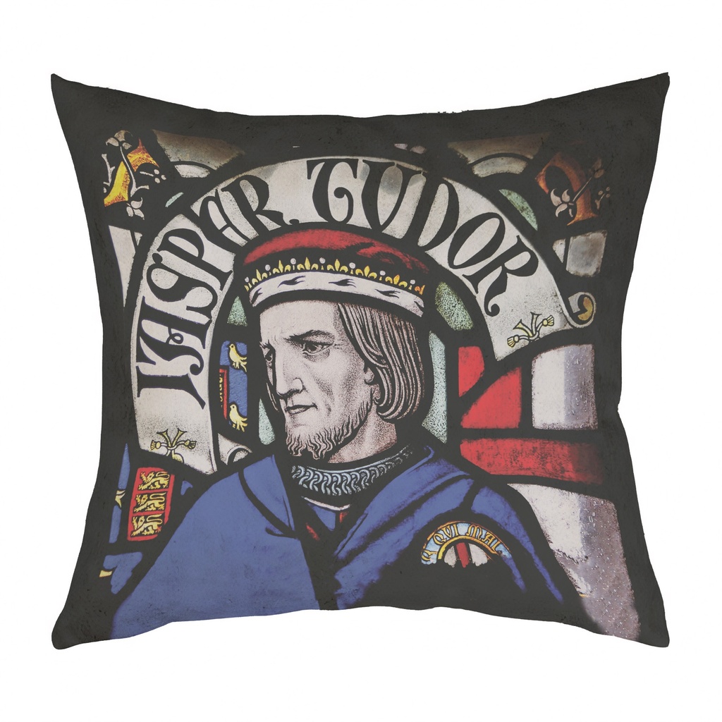 "Jasper Tudor" 40cm x 40cm Faux Leather Cushion Cover (Antique White)