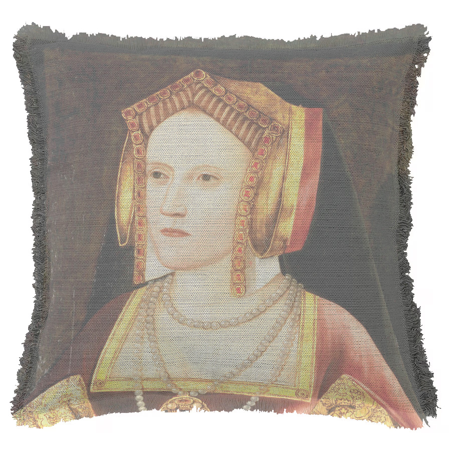 "Catherine of Aragon" 50cm x 50cm Fringed Cotton/Poly Cushion Cover